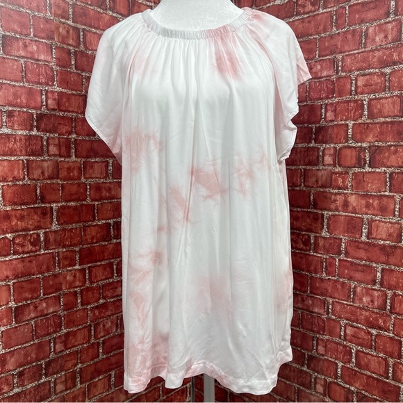 Cloth & Stone whispy pink banded luxe dye short sleeve flutter top Sz.L NWT - Picture 3 of 9